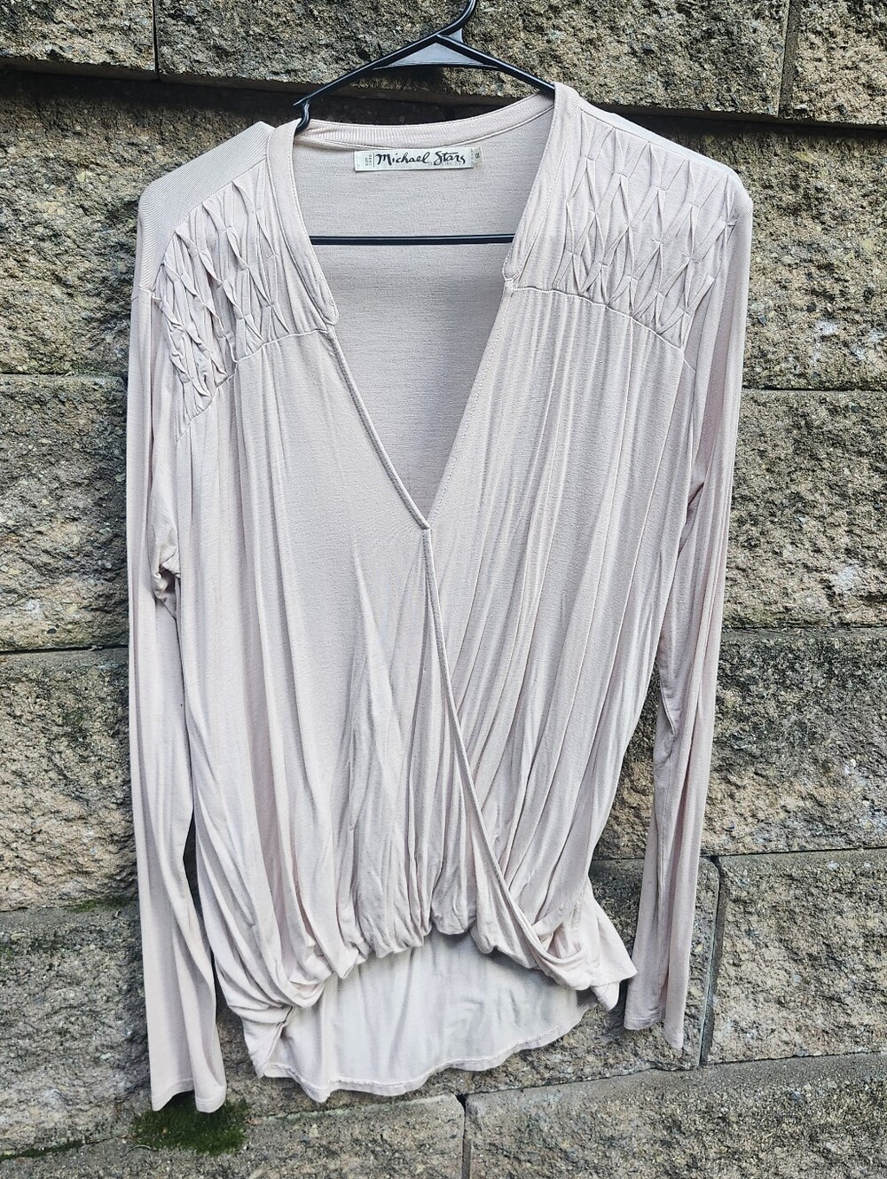 Michael Stars For Anthropologie Draped Wrap Top long-sleeve surplice top Small